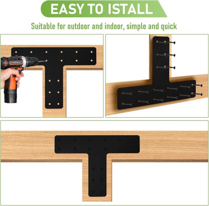 Des supports à angle droit recouverts de poudre noire pour la réparation des coins pour les meubles de maison 3