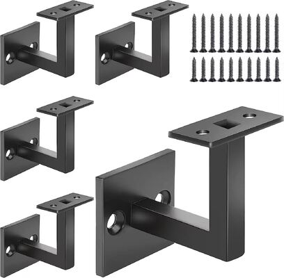 Stainless Steel 304 Fixed Handrail Bracket with Matte Black Powder Coating and Customizable Dimensions for Stair Railing Support