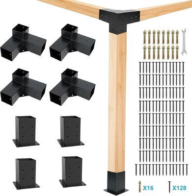 Kit de fixation pour pergola robuste 4x4 – Connecteur de pergola extérieur incliné à 3 voies